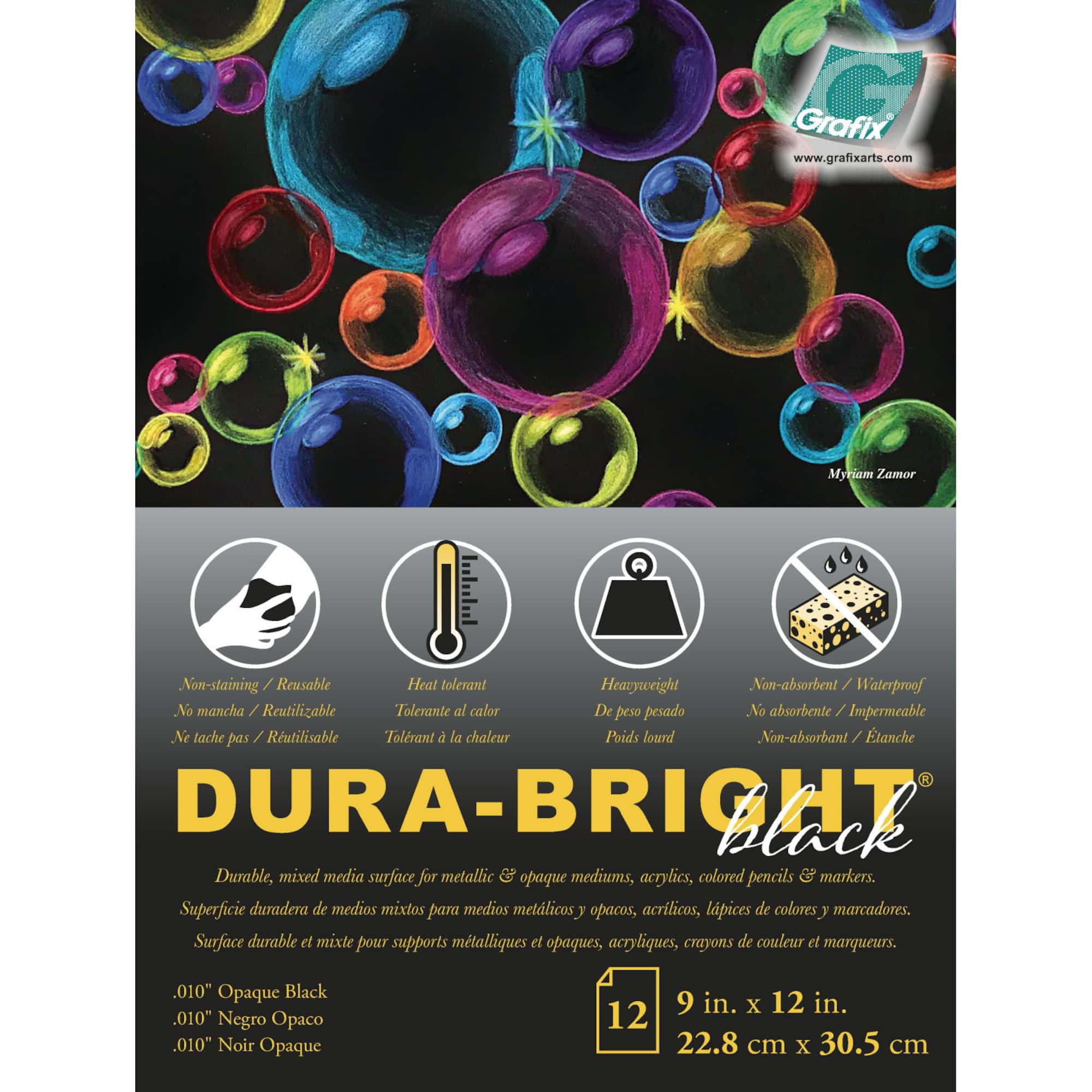 Grafix® Dura-Bright® Black Film Pad, 9" x 12"